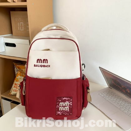 Simple Casual Backpack (Red) – স্টাইলিশ, হালকা ও টেকসই